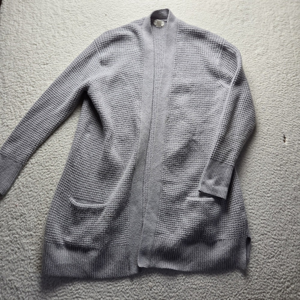Caslon Cardigan Sweater Womens 2XL Gray Open Front Long Sleeve Waffle Knit
